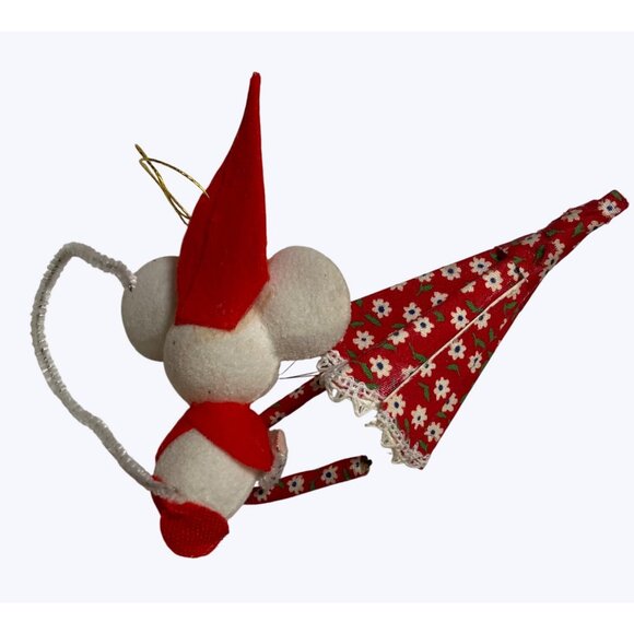 Vintage Felt Mouse Christmas Ornament With Umbrella - Picture 8 of 10